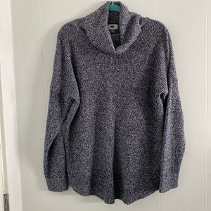 Old Navy White and Navy Speckled Cowl Neck Sweater